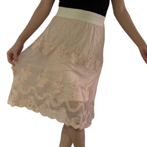 Boho pink lacey midi skirt